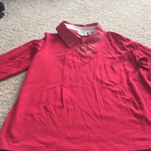 Super Cute Red Collared long sleeve top. Size XL